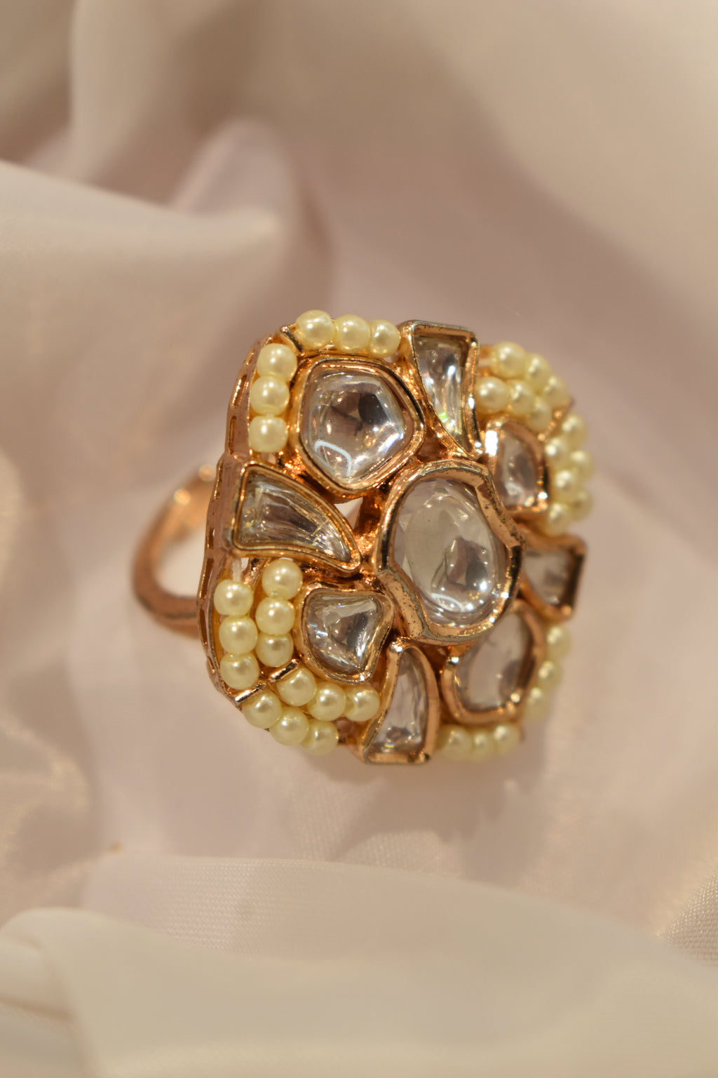 White Pearl Kundan Ring