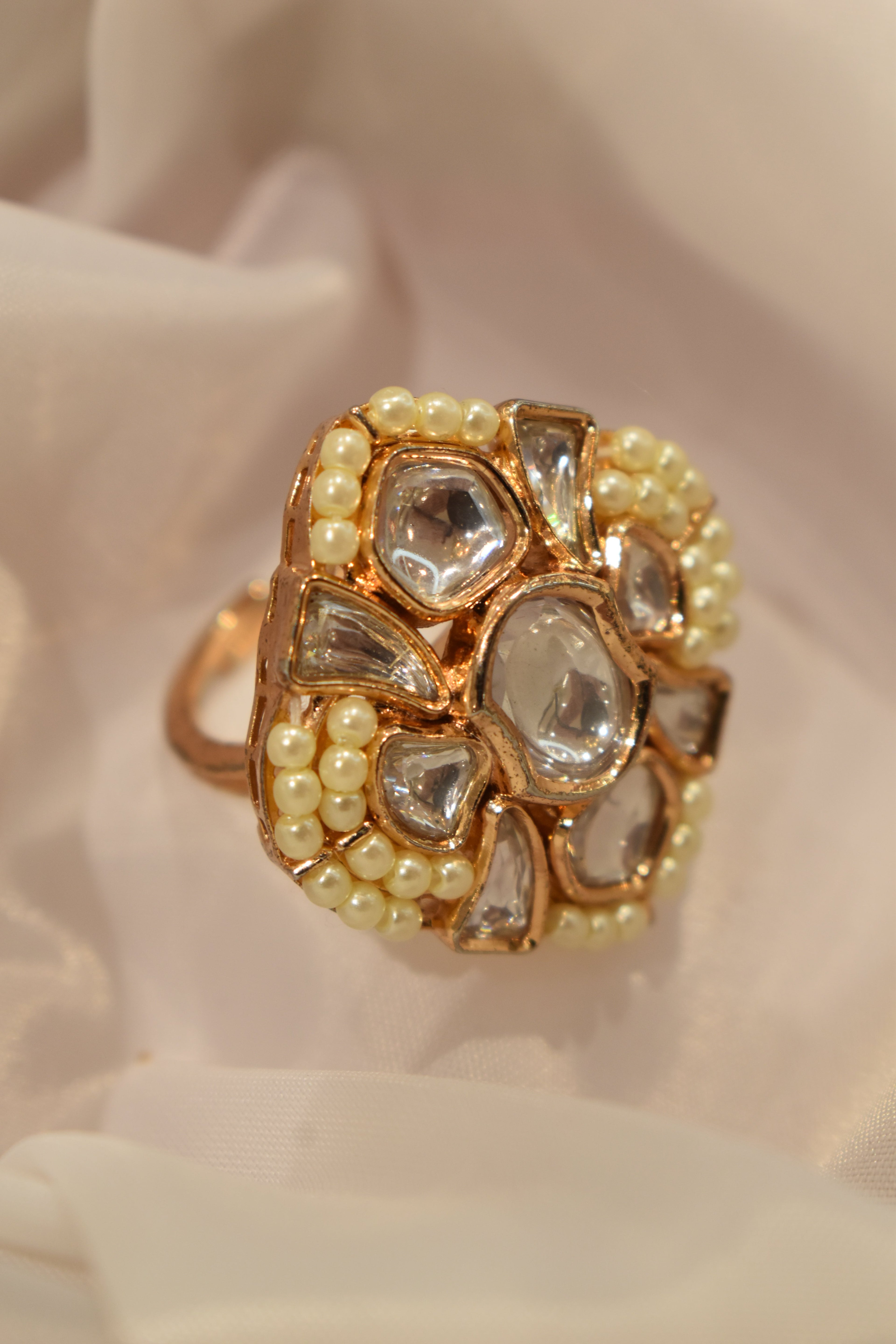 White Pearl Kundan Ring