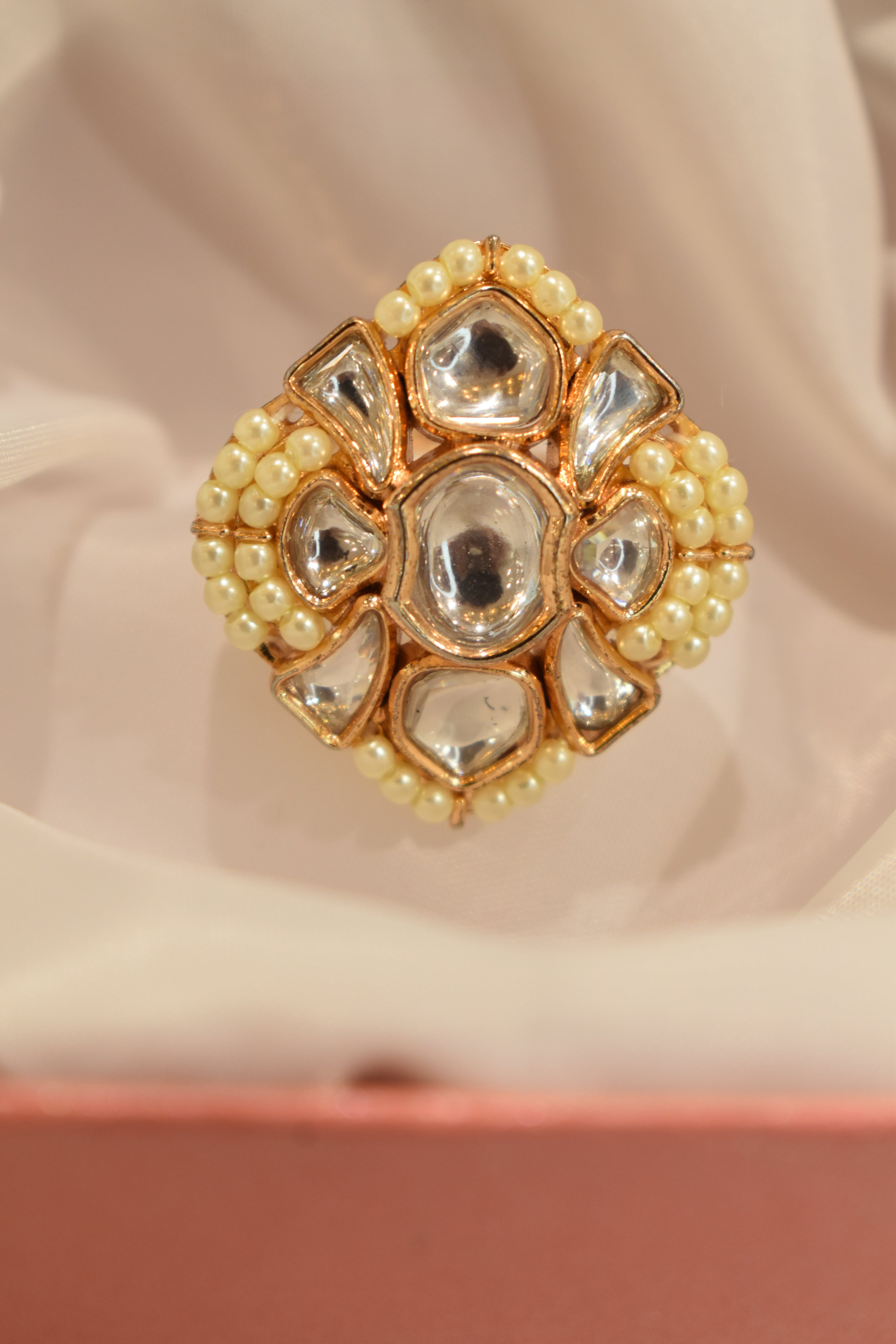 White Pearl Kundan Ring