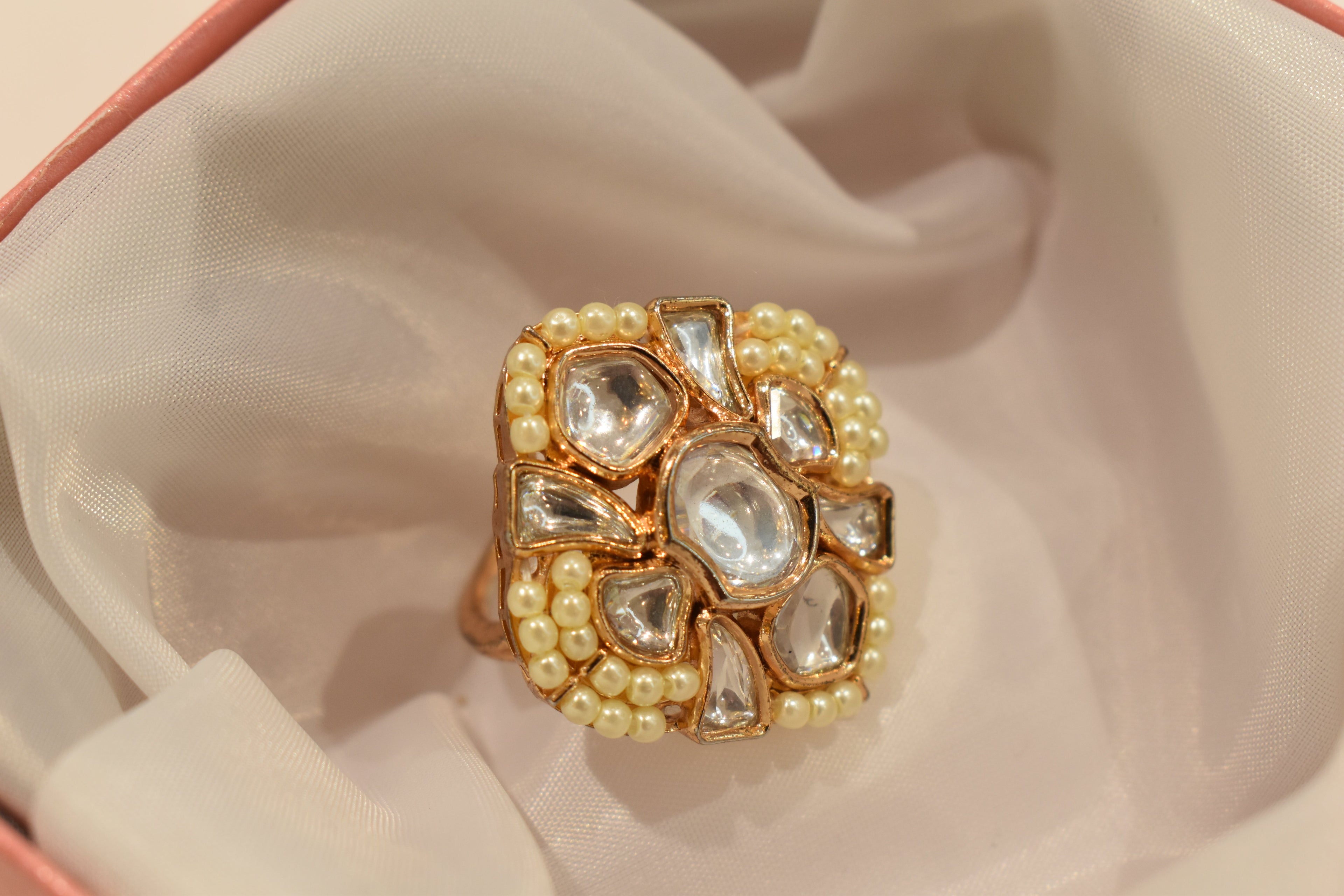 White Pearl Kundan Ring