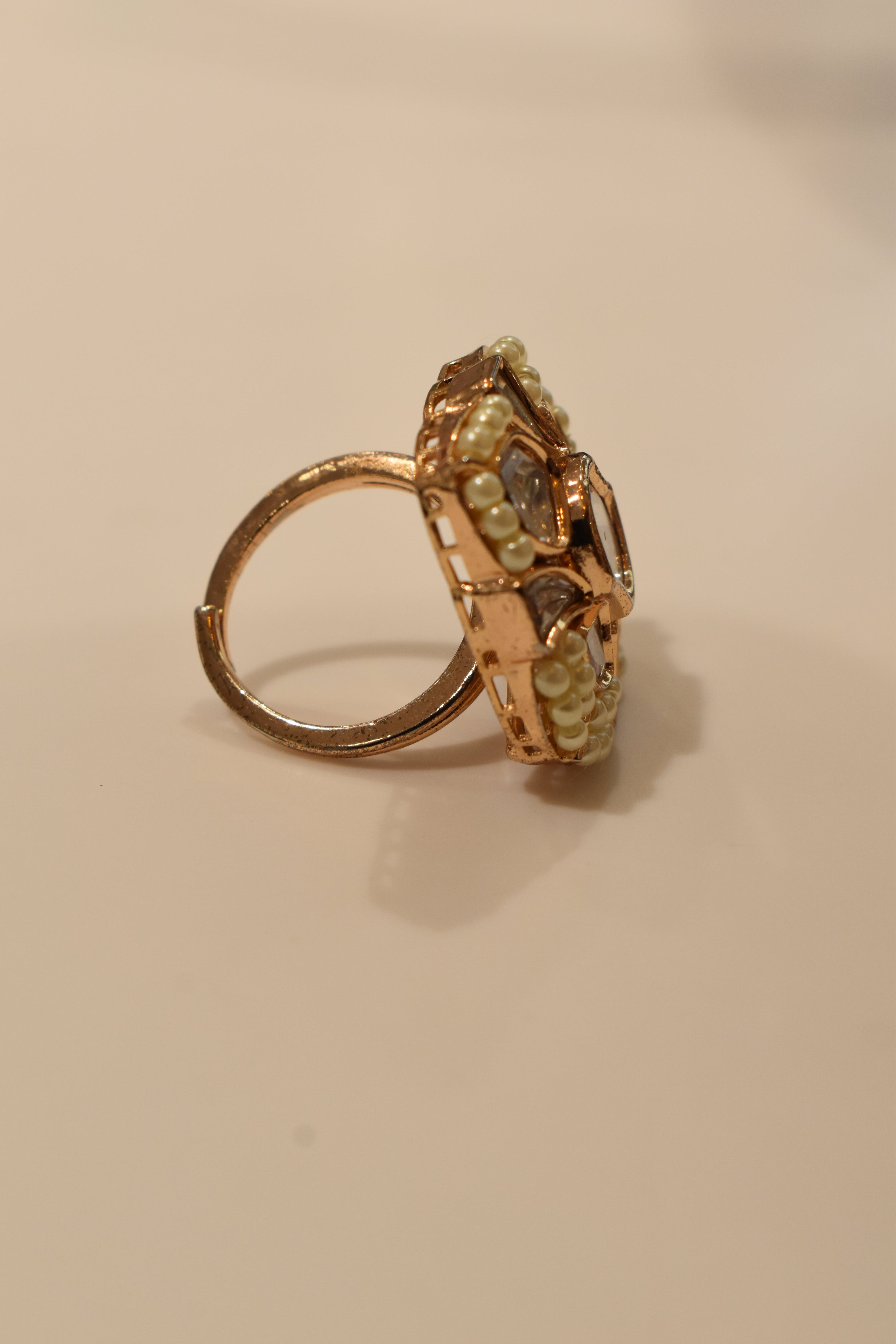 White Pearl Kundan Ring