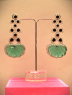 Sea Green Stone With Kundan Work Earrings